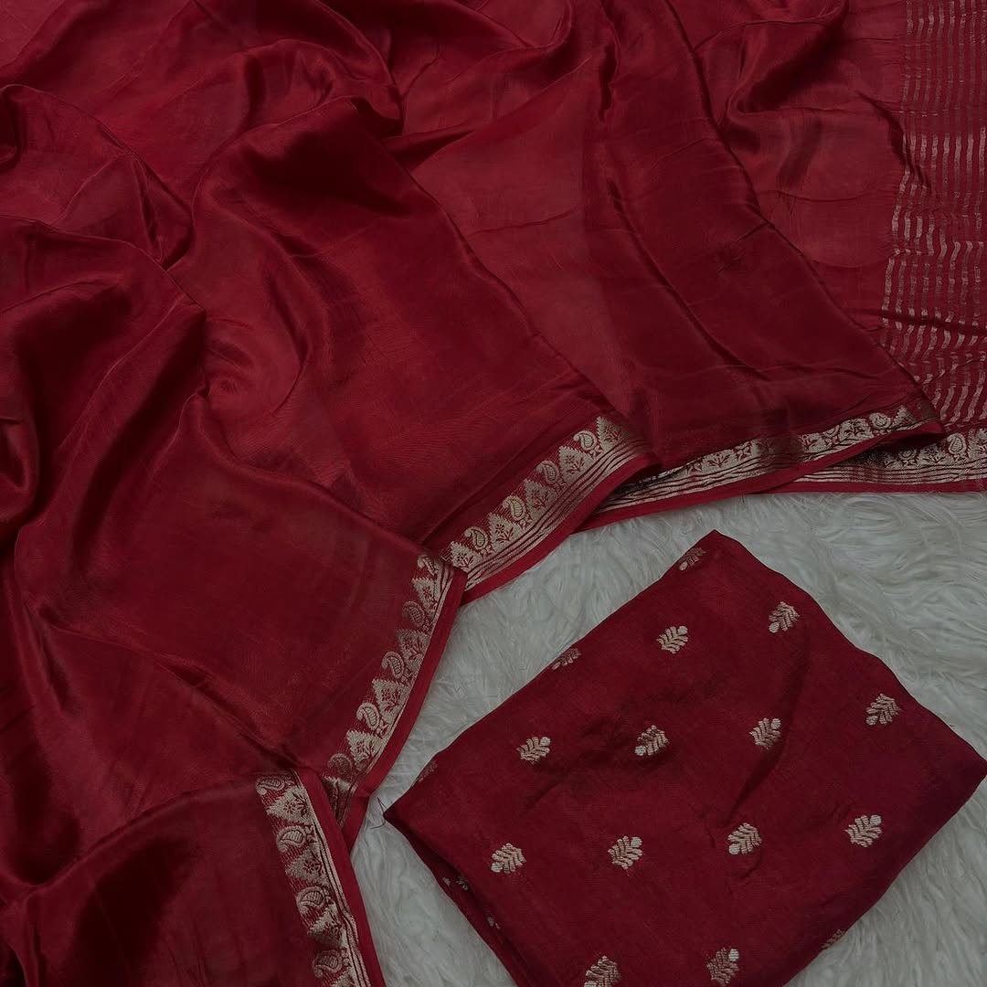 APEKVS17- Pure viscose crape saree with same tone viscose Russian jacquard Blouse