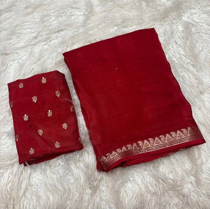 APEKVS17- Pure viscose crape saree with same tone viscose Russian jacquard Blouse