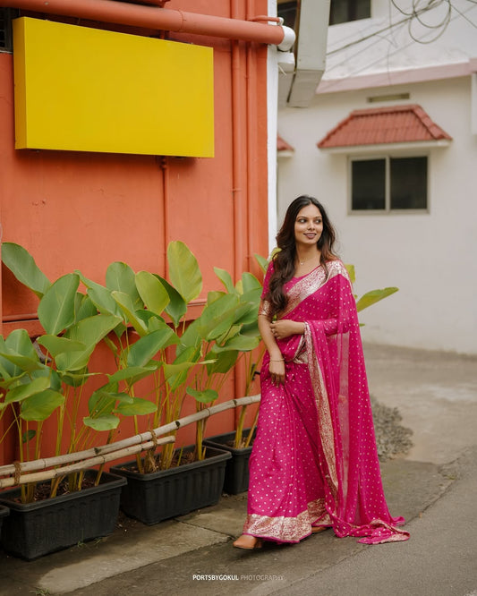 APEKVS06 - Pure viscose georgette saree (Pink)